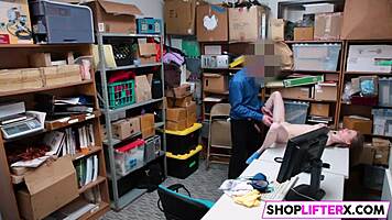 Sexy shoplifter teen takes massive cock punishment from officer!