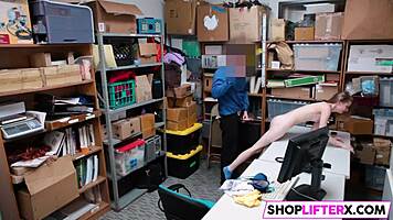 Sexy shoplifter teen takes massive cock punishment from officer!