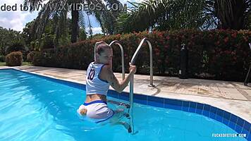 lola and yessica bunny get wild poolside outdoors skinny dipping fun