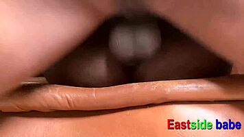 our horny neighbor pushed for intense ebony creampie banging next door