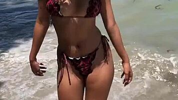 cute young ebony babe poses outdoors in public