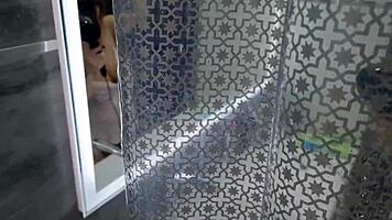 stepmom ignores my naked jerk off but craves handjob on my fat throbbing dick