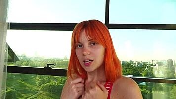 Redhead Margarita Cross Sucks Cock Swallows Facial Cum