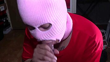 Thick masked beauty deepthroats BBC till explosive cum