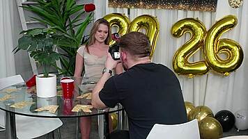 Hot blonde Chloe Rose films rough holiday sex tape bts doggystyle action