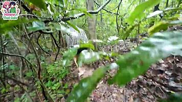 Thai forest hike turns into sneaky pussy flash