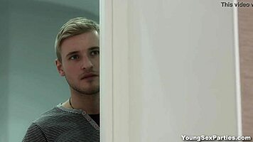 Young Coeds Emily Thorne Alice Koks Dive into Wild Threeway Gangbang