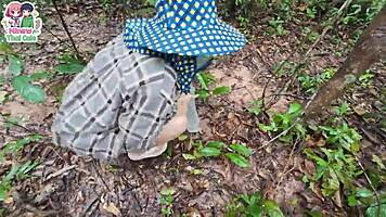 Thai forest hike turns into sneaky pussy flash