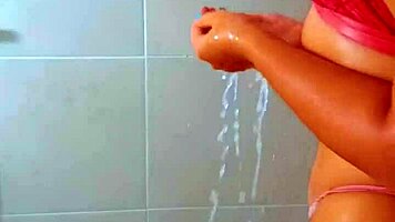 beautiful tanned latina shower wet pussies beach