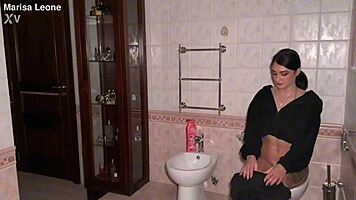 cute pierced euro beauty sneaks bathroom fuck at friend's house