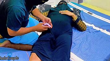 hijab slut spreads pussy but horny guy plugs her tight asshole with toy