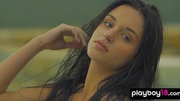 petite brunette sasha sultana strips off bikini outdoors revealing shaved pussy