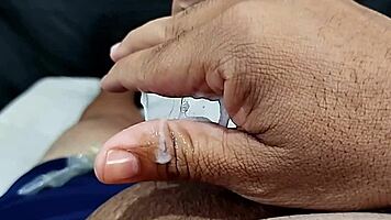 watch my small dick with foreskin get jerked while girlfriend squirts on her juicy tits