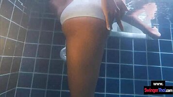 thai teen gf rides big cock european bf poolside amateur hardcore