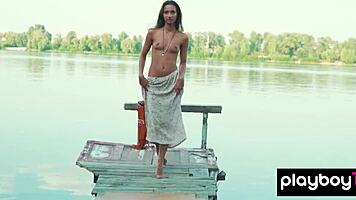 slender ukrainian sveta l kenya strips naked outdoors petite beauty posing