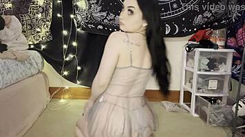 spread and shake my fat juicy goth teen ass in lingerie teasing wet pussy