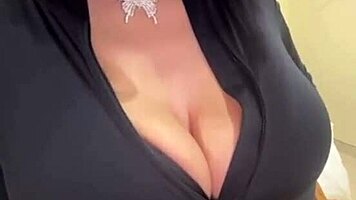 mature woman with huge boobs enjoys her sporty massage session