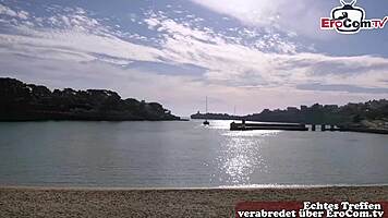 german model invited to first outdoor porno on mallorca street