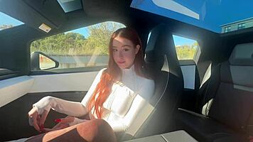 Best Friend's Brunette Girlfriend Loses Virginity in Creamy Car Ride