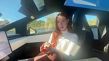 Best Friend's Brunette Girlfriend Loses Virginity in Creamy Car Ride