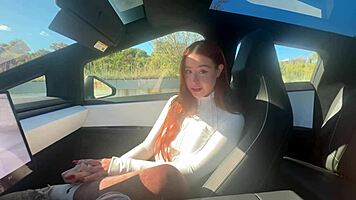 Best Friend's Brunette Girlfriend Loses Virginity in Creamy Car Ride