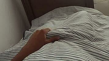 young guy strokes massive cock morning solo fantasizing hot milf memories