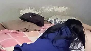 that super skinny black schoolgirl slurps on older dude's thick cock like crazy