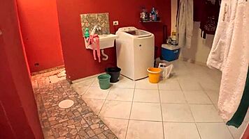 tattooed brazilian latina gets wildly wet in first time mansion photoshoot barefoot shower