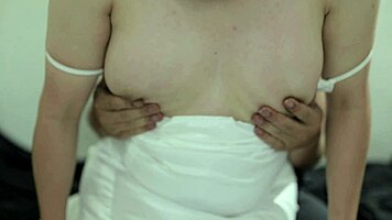 BOKep INDO Jilbab Tobrut Wears White Satin Dress Entot Creampie Inside