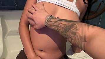 Trapped with best friend she flaunts her huge teasing tits