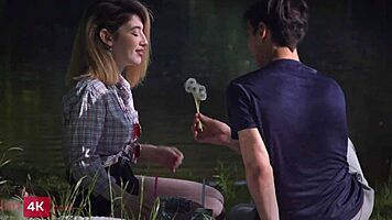 Tattooed blonde teen drilled doggystyle by boyfriend ends in facial