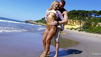 Blonde Latina Bitch Endures Hard Risky Outdoor Anal at Public Beach During Model Job