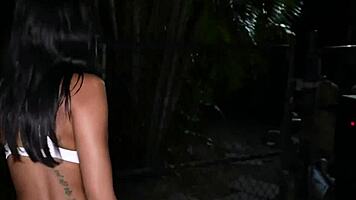 fucking skinny latina babe outdoors doggystyle after dirty fingering