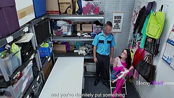 stepmom cop catches thief and rides cowgirl in garage threesome