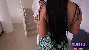 oiled miss raquel's huge tits and ass massaged into monster cock ride