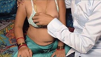 Buwa ji fucks hairy pussy hard bed slamming dirty talk chudayi