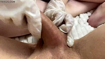 Russian teen in latex gloves gives epic oiled ball massage POV 😏🧤