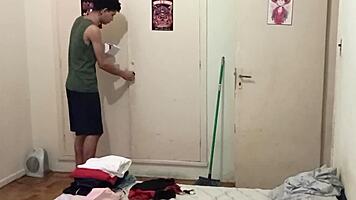 Tall Skinny Friend Fucks Pretty Chubby Neighbor As Voyeur Watches