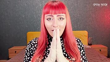 goth girl in gloves jerks your cock hard on first date only