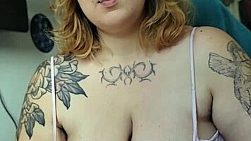Chubby Latina milf smokes huge natural tits on face