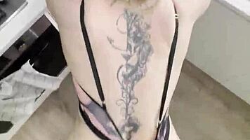 STEP MOMMY NEEDS HUGE COCK! Blonde big tits milf ripped lingerie bent over kitchen counter fucked hard!