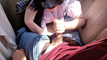 sexy asian student gf uncensored outdoor pov blowjob swallows cum