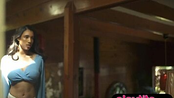 petite ebony milf strips naked flaunting big natural tits