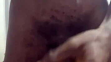 Thug teen strokes massive bbc with oiled hands till explosive cumshot covers belly