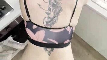 STEP MOMMY NEEDS HUGE COCK! Blonde big tits milf ripped lingerie bent over kitchen counter fucked hard!