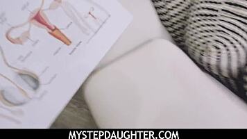 stepdaddy punishes horny teen leia rae with garage creampie biology lesson