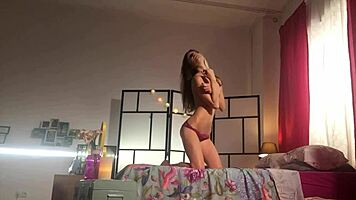 BACKSTAGE SEXY SKINNY BLONDE TEEN SHOWS SMALL TITS IN BARCELONA WEBCAM!