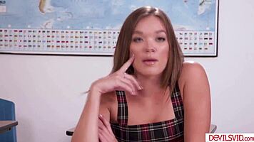 instructor licks hairy college teen pussy then fucks her hard!