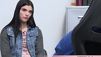 Long legged petite shoplifter caught stealing offers tight body for release