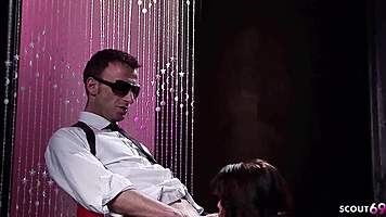 Three Sexy Girls DP Anal Orgy with Older Guys at Club